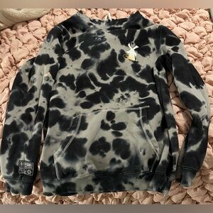 Dutch Bros Black and Gray Tie-Dye Hoodie size M